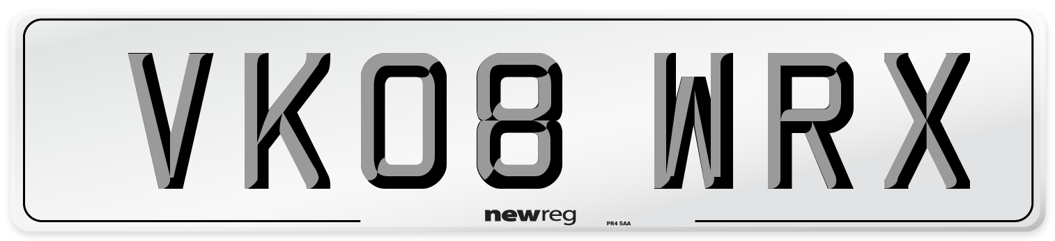 VK08 WRX Number Plate from New Reg